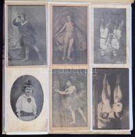 Kb. 106 db RÉGI motívumlap albumban: cirkusz és színészek / Cca. 106 pre-1945 motive postcards in an album: actors and circus