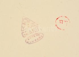 Gránit népi tányérok (3 db), kézzel festett, jelzett ( 2db), apró máz hibákkal, d: 22,5 cm(3×)