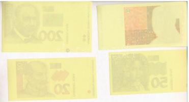 Horvátország 1993. 5K előlapi színpróba + 20K előlapi színpróba + 50K előlapi színpróba + 200K előla...