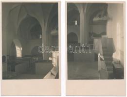 Somorja, Samorín; Református templom, belső / Calvinist church, interior - 2 régi fotó képeslap / 2 pre-1945 photo postcards