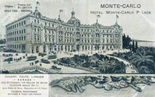 Monte-Carlo, Hotel Monte-Carlo Palace / hotel, trams, automobiles, map, advertisement
