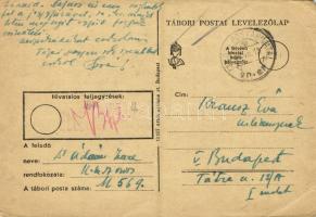 1944 Dr. Ádám Imre U569 zsidó KMSZ (közérdekű munkaszolgálatos) levele szerelmének Krausz Évának / WWII Letter of a Jewish labor serviceman to his lover. Judaica (EB)