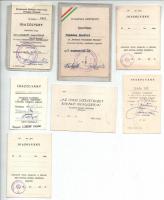 14db-os kitüntetés igazolvány tétel, közte 7 darab kitöltetlen törzsgárda jelvény igazolvány