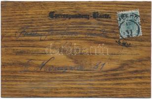 1899 Rabbi, héber felirattal. Kézzel rajzolt és színezett egyedi lap fakéregből / Rabbi, Hebrew text...