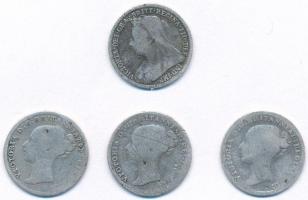 Nagy-Britannia 1877-1898. 3p Ag Viktória (4xklf) T:3,3- Great Britain 1877-1898. 3 Pence Ag Victoria (4xdiff) C:F,VG