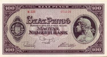 1945. 100P(5x) egymásutáni sorszámokkal T:I