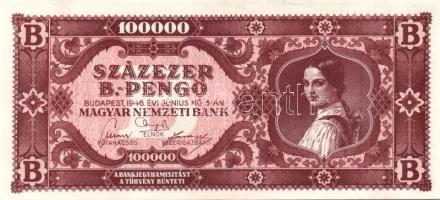 1946. 100.000.000MP(2x) + 10.000BP(3x) + 100.000.000BP(5x) összesen 10db T:I,I-