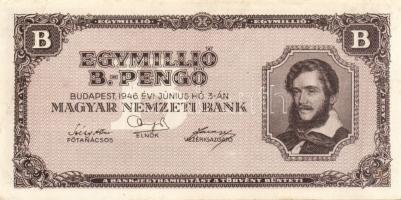 1946. 100.000.000MP papírránccal T:I- + 10.0000BP papírránccal T:II folt + 1000.000BP papírránccal T:I-