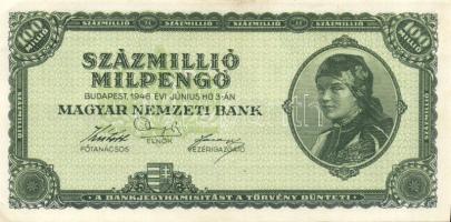 1945. 10.000P lemezhibás bélyeggel! T:II + 100.000.000MP(2x) + 10.000BP(1x) + 1000.000BP(4x) T:II+ c...