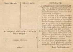 1946. teljes pénztárjegy sor 10.000AP benne többek között "vovatkozó" + kis "j" ...