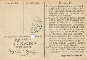 1946. teljes pénztárjegy sor 10.000AP benne többek között "vovatkozó" + kis "j" ...