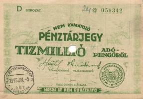 1946. teljes pénztárjegy sor 10.000AP benne többek között "vovatkozó" + kis "j" ...