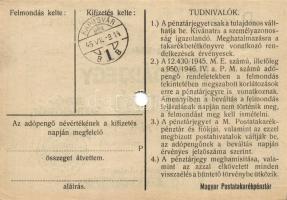 1946. teljes pénztárjegy sor 10.000AP benne többek között "vovatkozó" + kis "j" ...