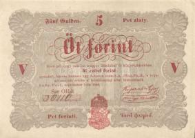 1848. 5Ft "Kossuth bankó" vörösbarna T:I