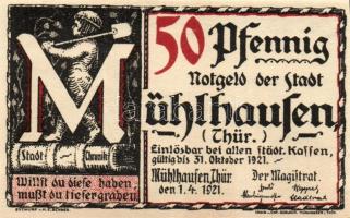 Német Birodalom/Weimari Köztársaság/ Mühlhausen 1921. 50Pf(5x) 5klf teljes sor T:I