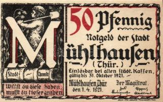 Német Birodalom/Weimari Köztársaság/ Mühlhausen 1921. 50Pf(5x) 5klf teljes sor T:I
