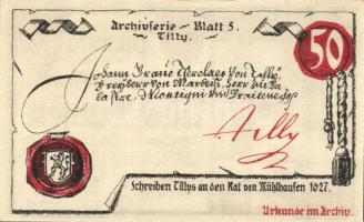 Német Birodalom/Weimari Köztársaság/ Mühlhausen 1921. 50Pf(5x) 5klf teljes sor T:I