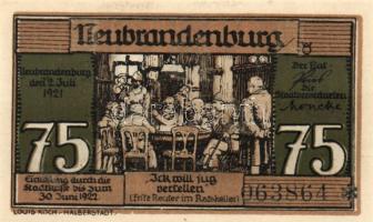 Német Birodalom/Weimari Köztársaság/ Neubrandenburg 1921. 25Pf(3x) + 50Pf(3x) + 75Pf(3x) összesen: 9...