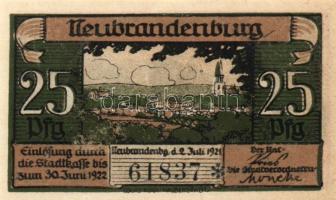 Német Birodalom/Weimari Köztársaság/ Neubrandenburg 1921. 25Pf(3x) + 50Pf(3x) + 75Pf(3x) összesen: 9...