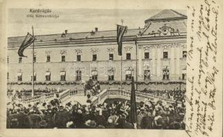 1917 Budapest, IV. Károly királlyá koronázása, A kardvágás / Die Schwerthiebe