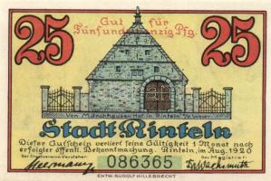 Német Birodalom/Weimari Köztársaság/ Rinteln 1920. 25Pf + 50Pf + 1M  3klf db, teljes sor T:I