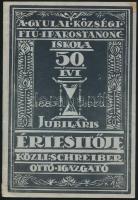 1933 A gyulai Községi Fiú Iparostanonciskola 50. évi jubiláris értesítője. 1883-1933. Közli: Schreiber Ottó igazgató. Gyula, 1933, Dobay János. Benne az iskola történetével, és 55. számú Gyula cserkészcsapatról szóló írással, cserkészeti statisztikával.