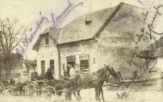 1925 Besenyőtelek, Veres Márton üzlete, lovaskocsik. photo - Dr. Keönch (Köncs) Boldizsár (FTC/Fradi alelnöke) levele Dr. Herzum Alfonz úrnak (MLTC-Mátyásföldi Lawn Tennis Club)