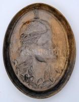 Cyránski Mária (1940-2018): Női fej, bronz fali kép, jelzett, 25×19 cm