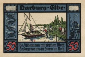 Német Birodalom/Weimari Köztársaság/ Harburg 1921. 50Pf(4x)4klf, teljes sor T:I