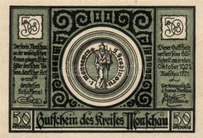 Német Birodalom/Weimari Köztársaság/ Monschau 1921. 50Pf(3x)3klf, teljes sor T:I