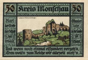Német Birodalom/Weimari Köztársaság/ Monschau 1921. 50Pf(3x)3klf, teljes sor T:I
