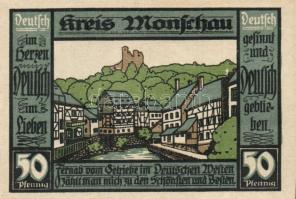 Német Birodalom/Weimari Köztársaság/ Monschau 1921. 50Pf(3x)3klf, teljes sor T:I