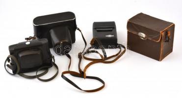 3 kamera: Zenit-B fényképezőgép, Helios 44-2 2/58 objektívvel tokjában, hozzá National PE182S vaju, ...