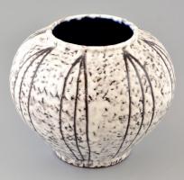 Retró váza, mázas festett kerámia, apró kopásnyomokkal, jelzés nélkül, m: 20 cm