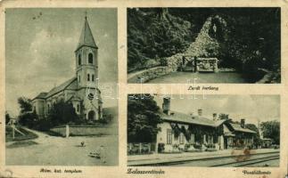 1942 Zalaszentiván, Római katolikus templom, Vasútállomás, Lourdes-i barlang (EM)