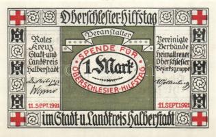 Német Birodalom/Weimari Köztársaság/ Halberstadt 1921. 50Pf + 75Pf + 1M  3klf db, teljes sor T:I