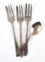 Mokkás kanál és desszertvilla készlet, dobozban, jó állapotban, 6+6 db