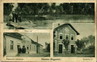 1942 Negyed, Neded; Vág folyó részlete, Vasútállomás, Fogyasztási Szövetkezet üzlete és saját kiadása / Váh river, railway station, cooperative shop (fl)