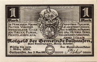 Német Birodalom/Weimari Köztársaság/ Dalhausen 1922. 50Pf + 1M + 2M  3klf db, teljes sor T:I