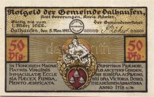 Német Birodalom/Weimari Köztársaság/ Dalhausen 1922. 50Pf + 1M + 2M  3klf db, teljes sor T:I