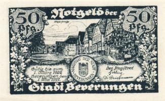 Német Birodalom/Weimari Köztársaság/ Beverungen 1921. 50Pf + 75Pf + 1M  3klf db, teljes sor T:I