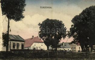 Turzófalva, Turzovka; utcakép, zsinagóga. Kiadja Sigmund Werner / street view with synagogue (felületi sérülés / surface damage)