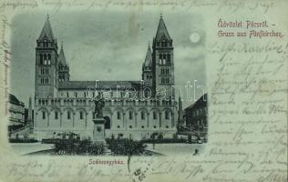 1898 Pécs, Fünfkirchen; székesegyház este. Günsberger Lajos kiadása