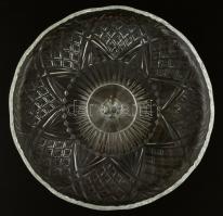 Üveg tortatál, kis kopásnyomokkal, m: 12 cm, d: 24 cm