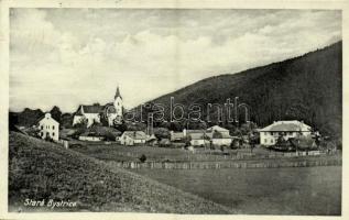 1935 Óbeszterce, Stará Bystrica; látkép, templom, zsinagóga. Kiadja G. Mestánek / general view with church and synagogue