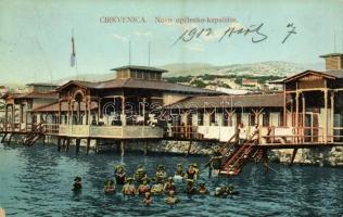 1912 Crikvenica, Cirkvenica; Novo opcinski kupaliste / new beach (EK)