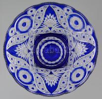 Csiszolt ólomkristály amfora váza, két rétegű, hibátlan, jelzés nélkül, m: 30,5 cm, d:30 cm