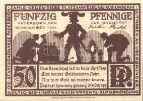 Német Birodalom/Weimari Köztársaság/ Paderborn 1921. 25Pf + 50Pf + 75Pf + 1M + 2M 5klf db, teljes so...