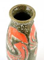 Retró  festett mázas váza, jelzés nélkül, alján apró lepattanással, m:31,5 cm
