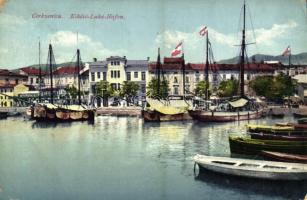 1912 Crikvenica, Cirkvenica; kikötő / luka / Hafen / port, ships (EB)
